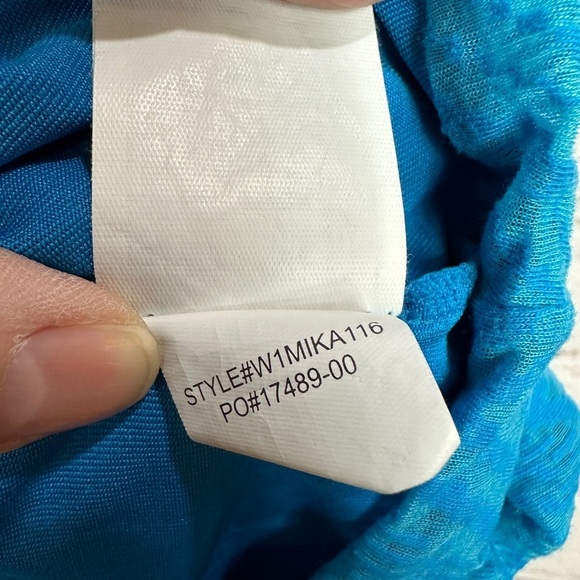 Prana blue Geometric Burnout Print Layered Scoop Neck Mika Fitness Top, sz‎ M - Picture 5 of 6